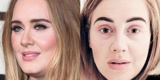 Artista sem maquiagem Adele.