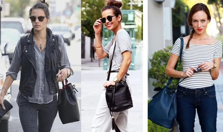 Looks com a bucket bag