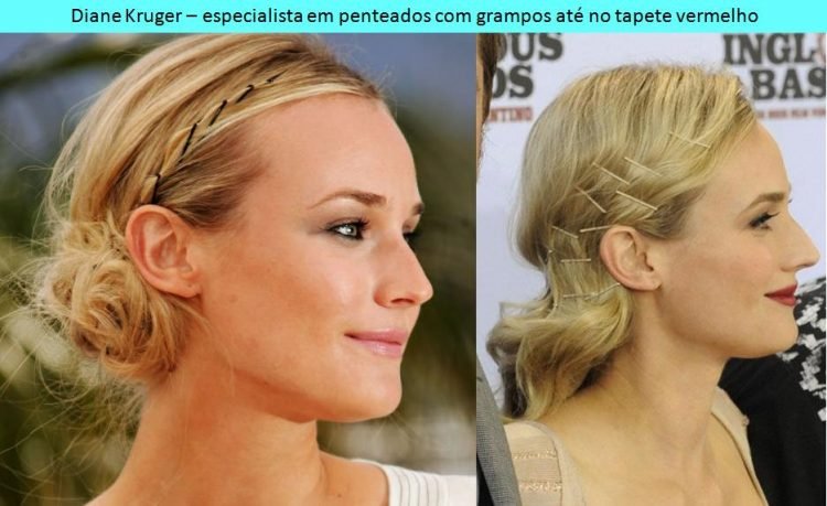 Penteado com grampos.