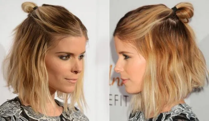 Half bun ou meio coque ou coque samurai.