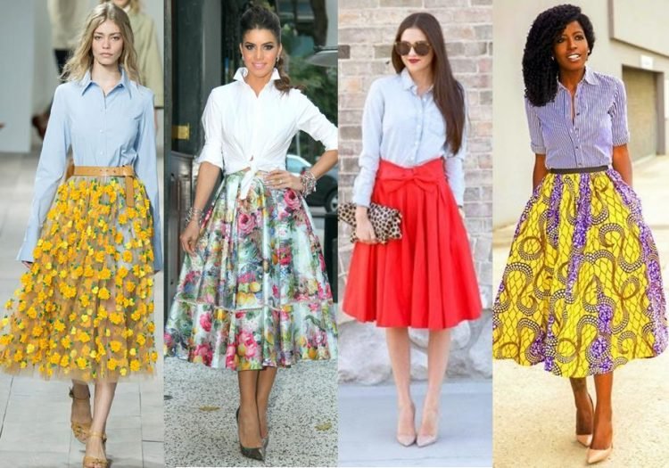Saia midi com camisa