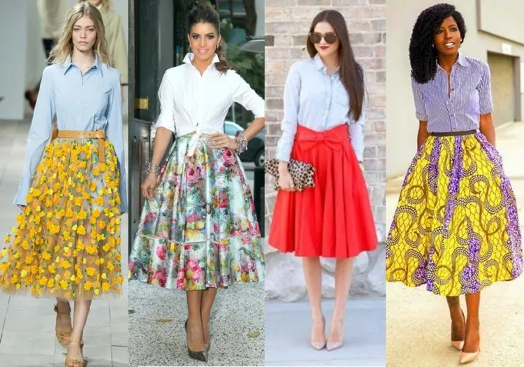 Saia midi com camisa