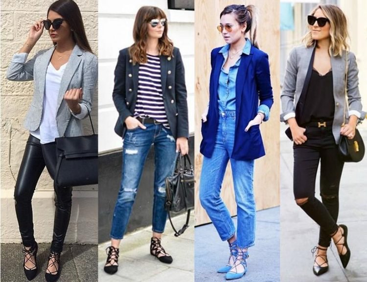 Como usar sapatilha de amarrar com blazer