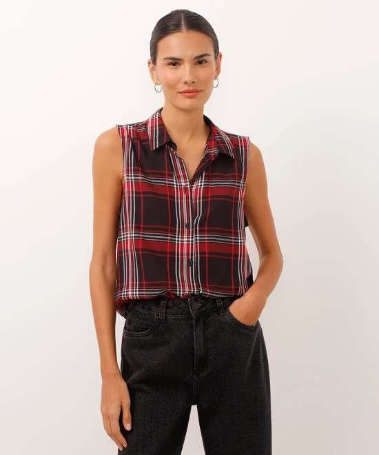 Como usar blusa xadrez feminina.