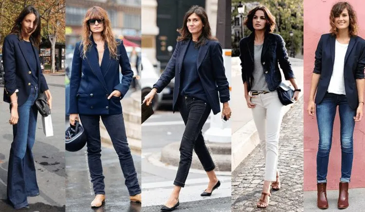 Looks com blazer azul marinho.