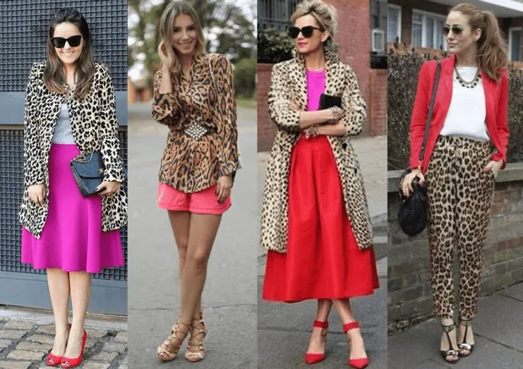 Como combinar o animal print com vermelho e rosa.