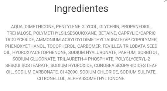 Ingredientes do Chronos Acqua.