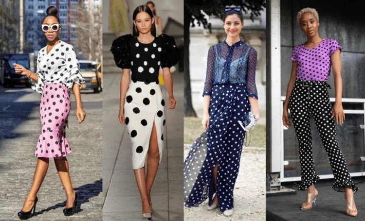 Looks com estampa de poá.