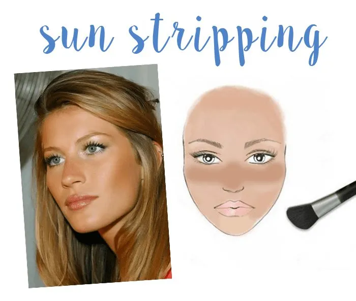 Como usar bronzer: técnica sun stripping.