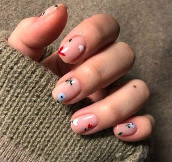 Unhas decoradas simples flor.