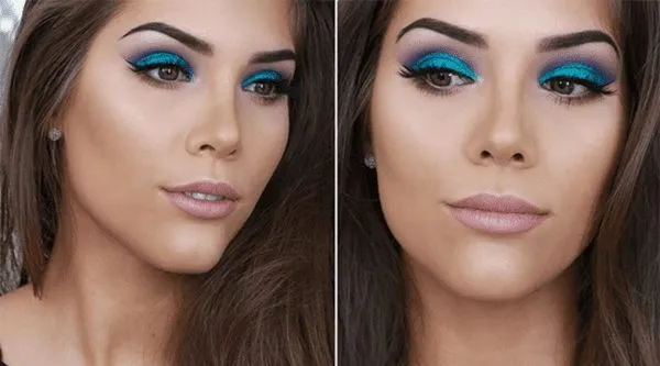Cut crease com glitter.