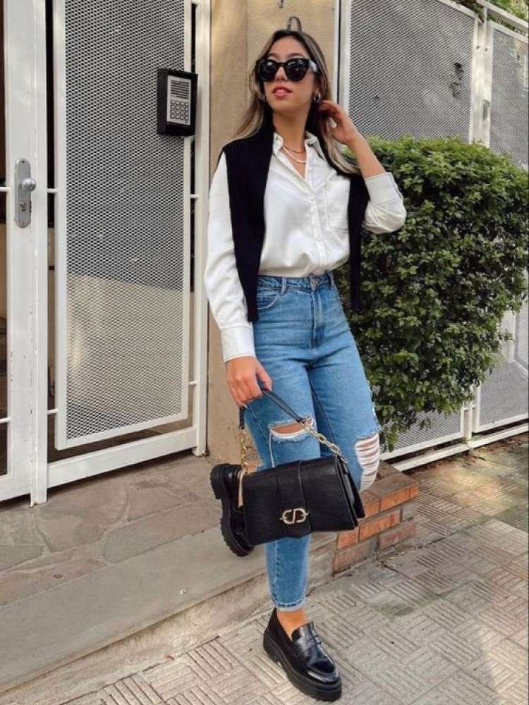 Looks com mocassim tratorado.