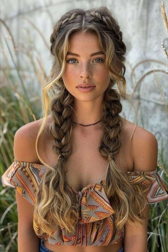 Penteado boho tranças.