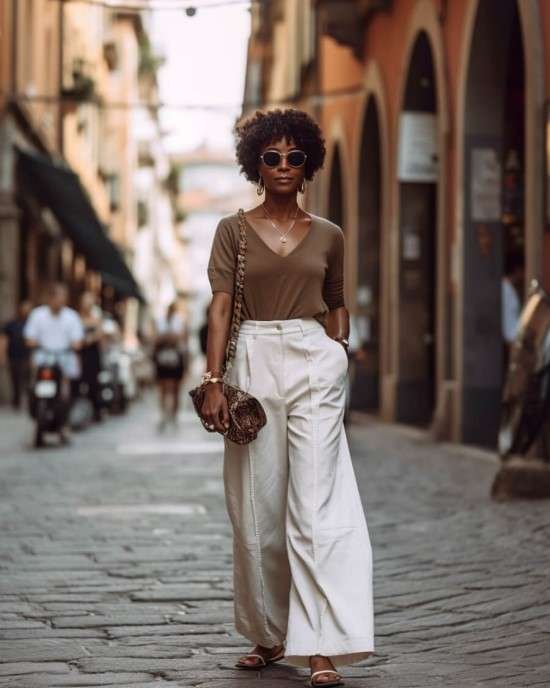 Look marrom e branco.
