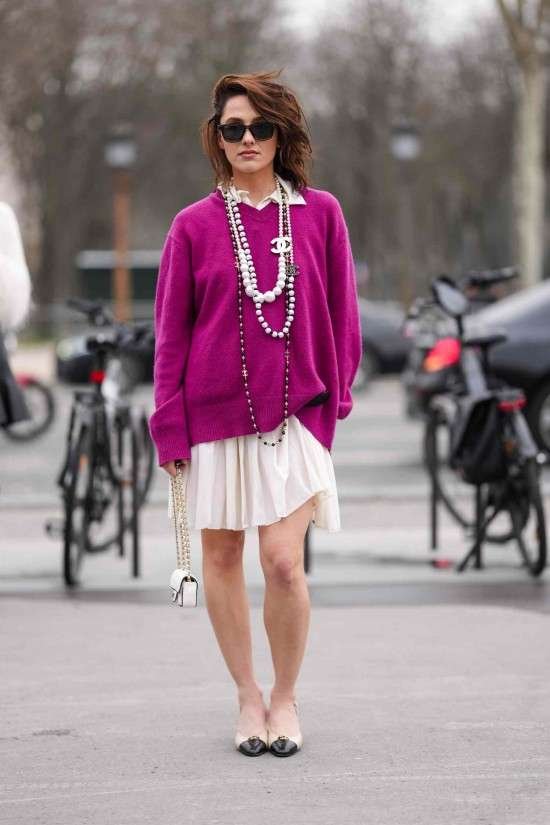 Como usar colar de pérolas longo look.