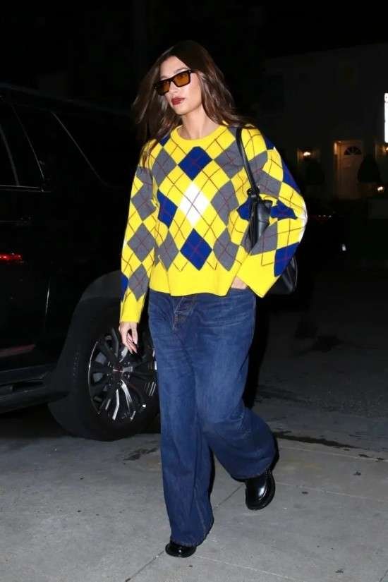 Tipos de xadrez look tricô argyle.