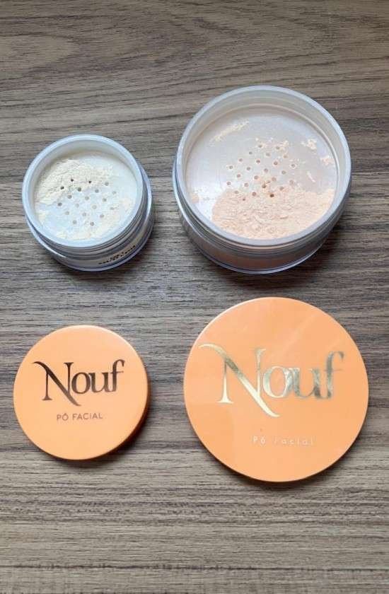 Pó Nouf comparativo cores 01 e 02.